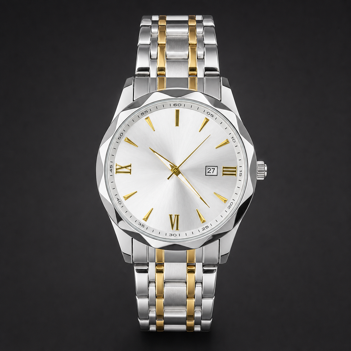 Men’s Faceted-Case Calendar Quartz Watch — product photo 11