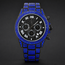 Men’s Blue-Accent Roman-Index Three-Subdial Quartz Watch — Blue, product photo 01