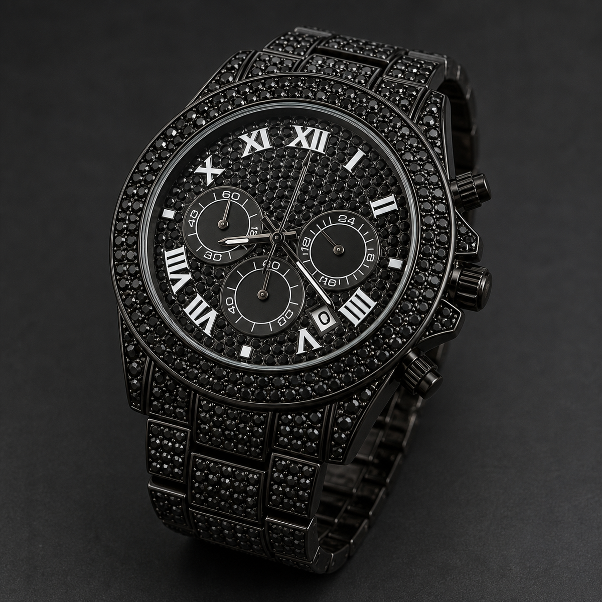Men’s Blue-Accent Roman-Index Three-Subdial Quartz Watch — product photo 04