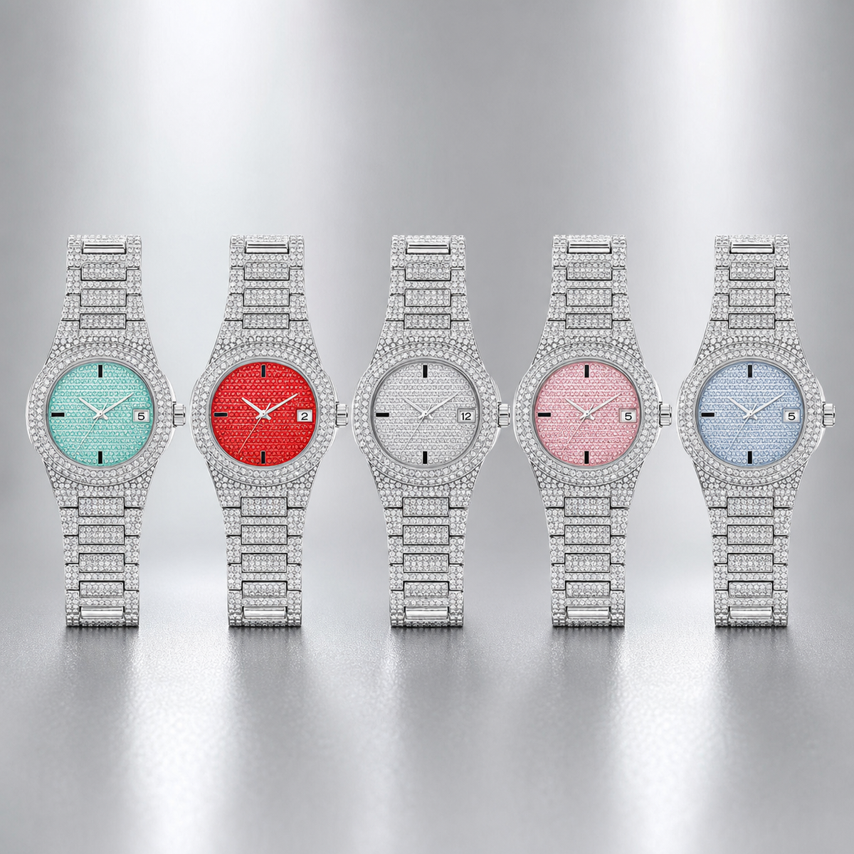 Men’s Grid-Dial Cushion-Case Calendar Quartz Watch — product photo 08