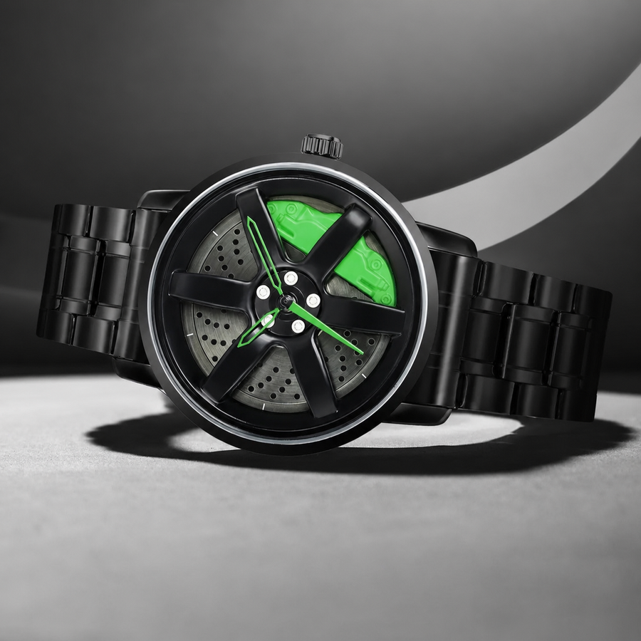 Men’s Black Wheel-and-Caliper Dial Quartz Watch — product photo 03