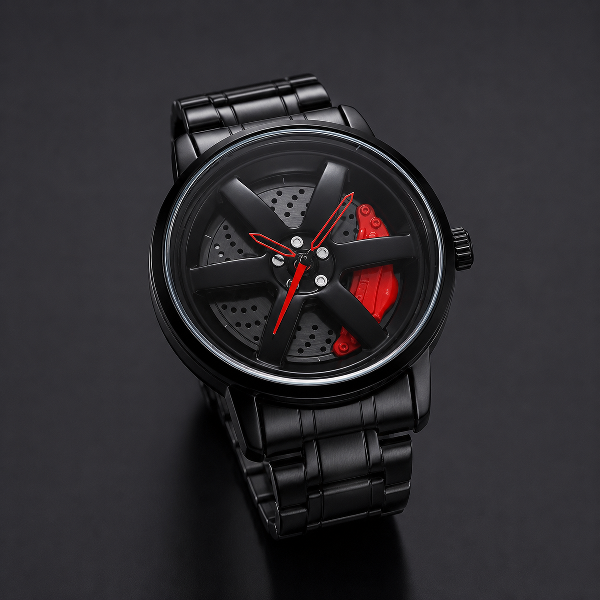 Men’s Black Wheel-and-Caliper Dial Quartz Watch — product photo 06