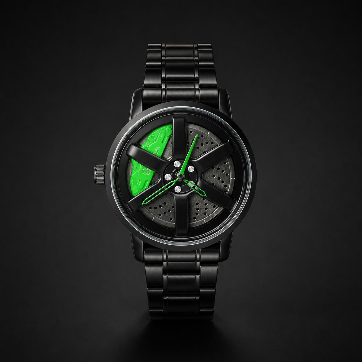 Men’s Black Wheel-and-Caliper Dial Quartz Watch — product photo 07