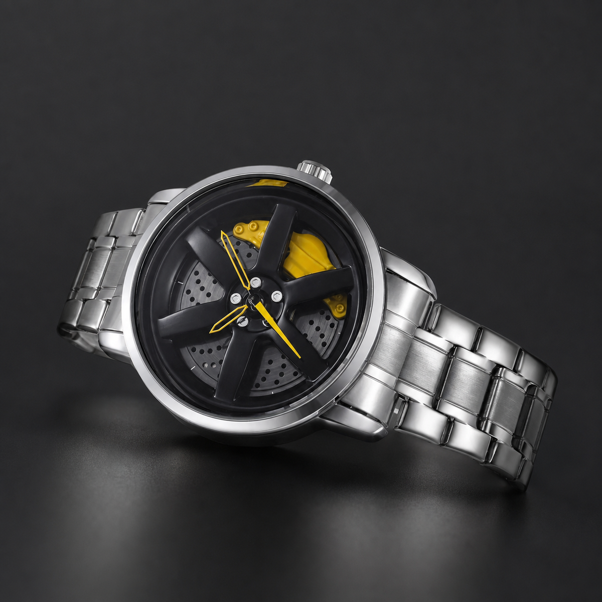Men’s Black Wheel-and-Caliper Dial Quartz Watch — product photo 08