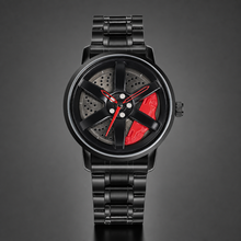 Men’s Black Wheel-and-Caliper Dial Quartz Watch — Black / red, product photo 10