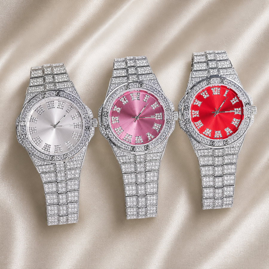 Faceted-Accent Roman-Index Calendar Quartz Watch — product photo 02