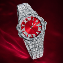 Faceted-Accent Roman-Index Calendar Quartz Watch — Silver / red, product photo 03