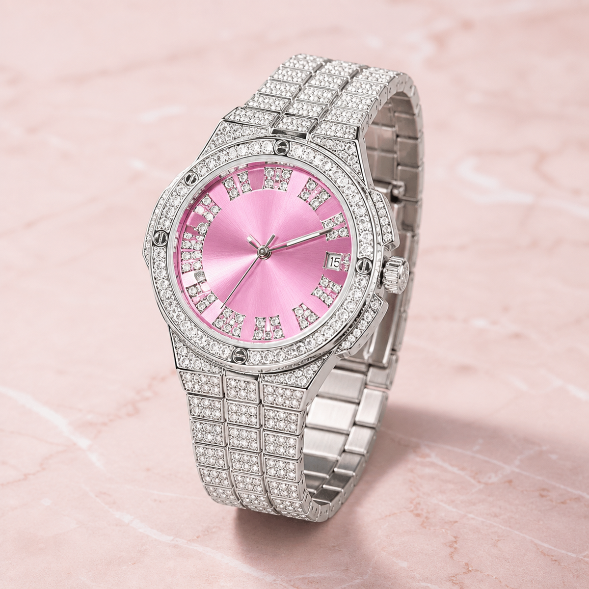 Faceted-Accent Roman-Index Calendar Quartz Watch — product photo 07