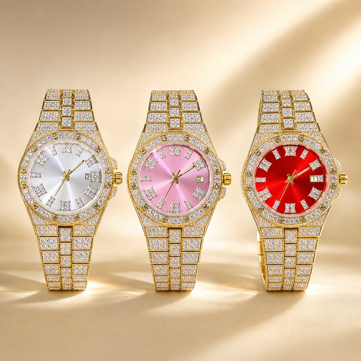Faceted-Accent Roman-Index Calendar Quartz Watch — product photo 08