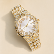 Faceted-Accent Roman-Index Calendar Quartz Watch — Gold / white, product photo 11