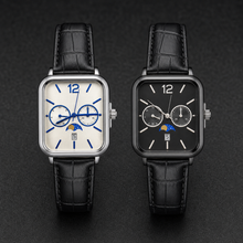 Men’s Blue-Accent Rounded-Square Calendar Quartz Watch — regenerated view 3