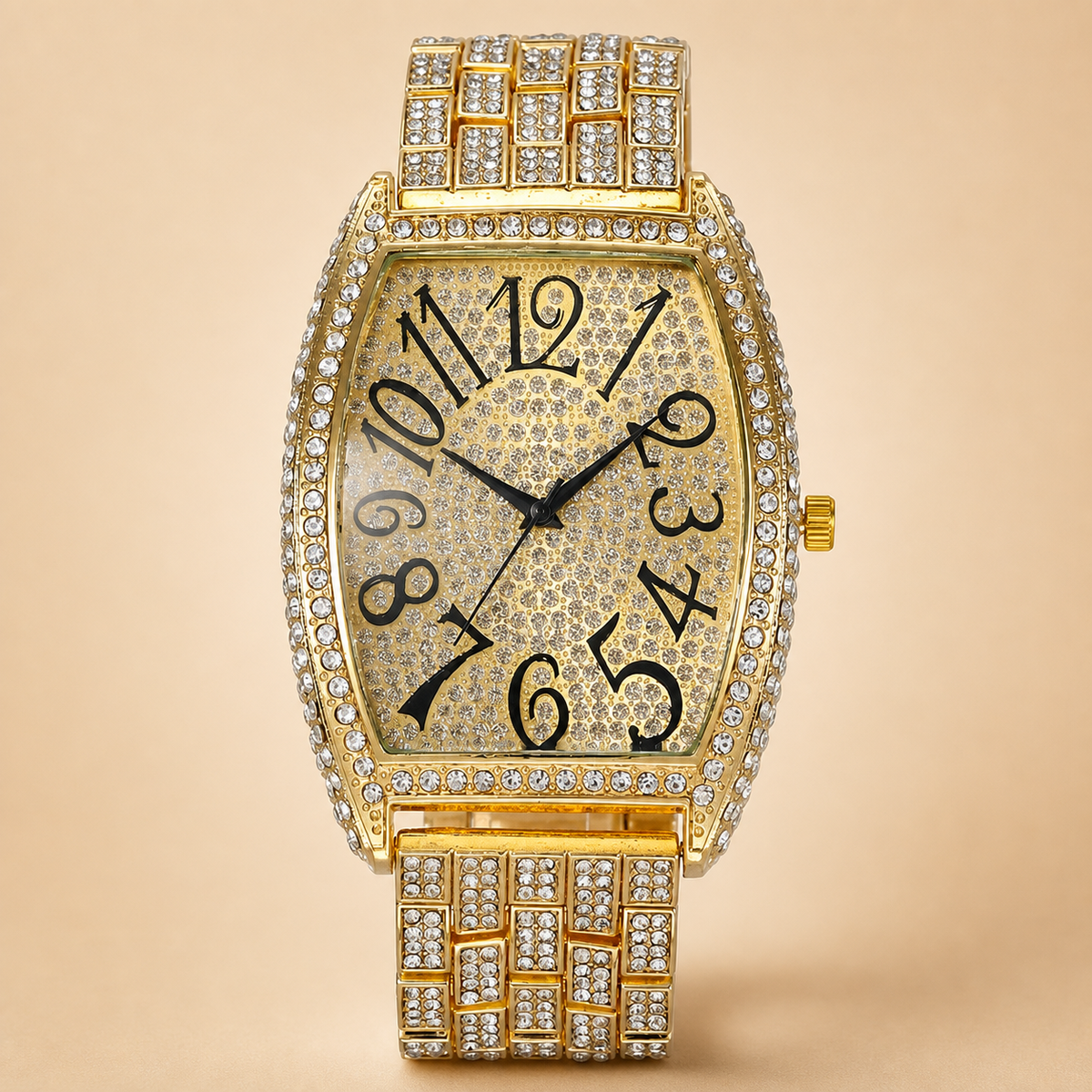 Men’s Barrel-Case Arabic-Numeral Quartz Watch — regenerated unbranded product view 1