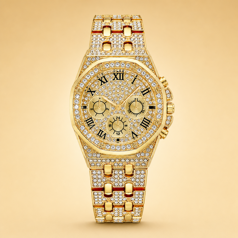 Men's Roman-Numeral Ornamental Calendar Quartz Watch — regenerated unbranded product view 1